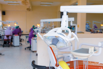 dental lamp in clinic Interior of dentist office health care