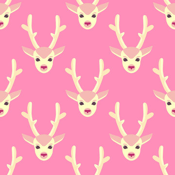 Deer seamless vector pattern.
