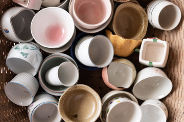 White and Colorful empty Ceramic Cup