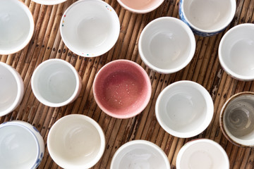 White and Colorful empty Ceramic Cup