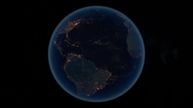 Zoom to Spain with the Canary Islands. The Night View of City Lights. World Zoom Into Spain - Planet Earth. Political Borders of European Countries. The Biggest Cities: Madrid, Barcelona, Valencia.