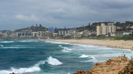 Obraz premium coastal town beach and sea scene 