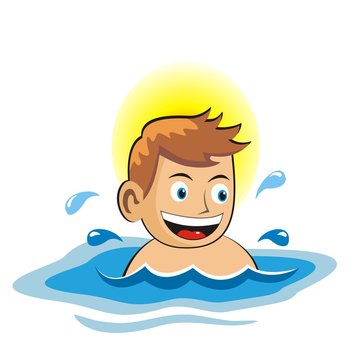 the little boy is swimming in the pool.vector illustration.
