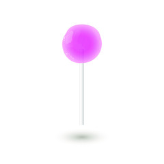 Realistic vector pink lollipop isolated at white background 