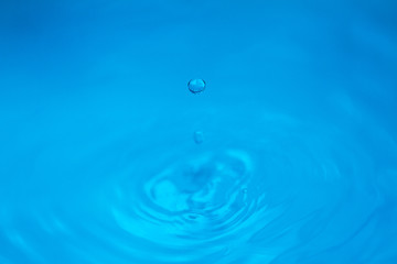 Blue liquid drop falling