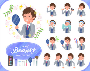 flat type Jacket blue vest men_beauty