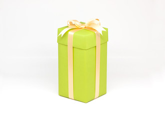 Green gift box on isolated on white background.