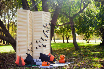 outdoor photo zone for Halloween