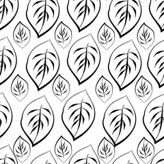 Monochrome foliage seamless printable pattern