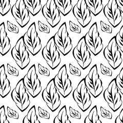 Monochrome foliage seamless printable pattern