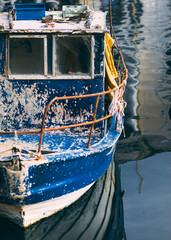 Fototapeta na wymiar old fishing boats in harbor