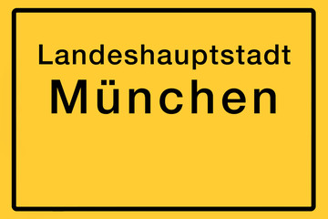 Symbolisches Bild des Ortsschildes einer der 16 deutschen Landeshauptstädte