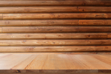 Empty desk with Vintage Wooden panel texture or side view of wall for background