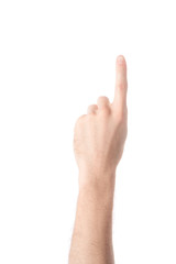 cropped view of man hand showing number 1 in sign language isolated on white