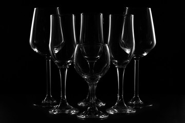 glasses on black background