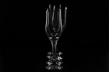 glasses on black background