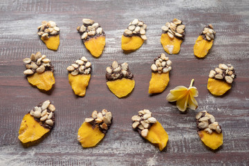 Dried Mango Slices with Chocolate