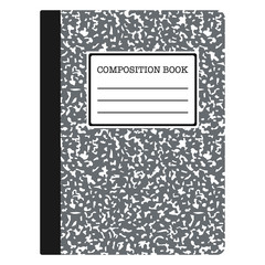 Composition Book - Gray composition notebook with copy space isolated on white background