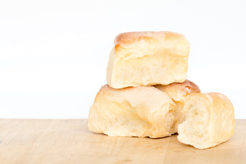 Fresh home made bread over wooden table