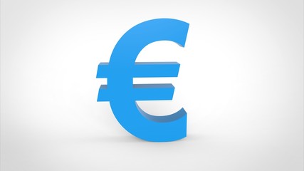 Blue Euro Icon 3d Rendering White