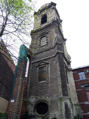Europe, Brussels, Old clock tower in the historical  part of the city