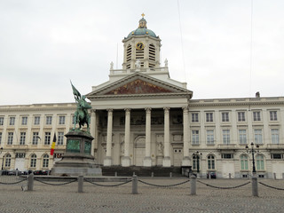 Europe, Brussels, Beautiful old building and monument  in the historical part of the city