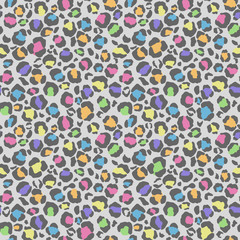 Obraz premium Leopard Print Seamless Pattern - Leopard print design in pastel rainbow colors