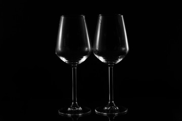 glasses on black background