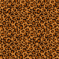 Leopard Print Seamless Pattern - Leopard print design in brown, orange, and gold colors