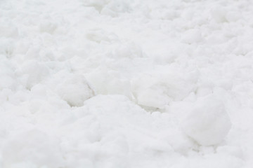High angle view of snow texture, background with copy space