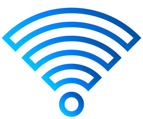 Wifi symbol icon - blue outlined gradient, isolated - vector