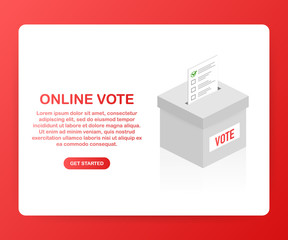 Obraz premium Flat isometric vector concept voting online, e-voting, election internet system. Vector illustration.