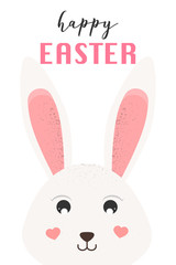 Happy Easter card,  cute bunny. Easter rabbit. Vector Illustration. .