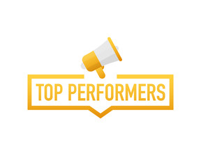 Top Performers. Badge, icon, stamp, logo. Vector illustration.