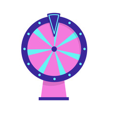 Blue, pink and purple fortune wheel illustration. Game, gambling, luck. Casino concept. Vector illustration can be used for topics like casino, circus, entertainment