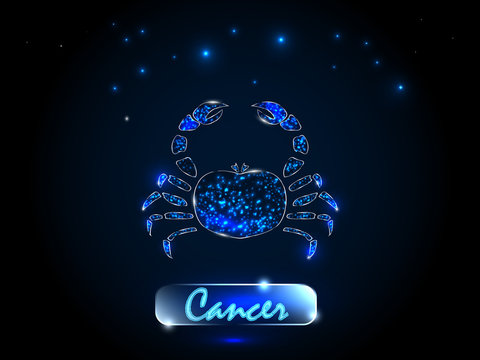 Cancer.Zodiac symbol on a background of the starry sky. 