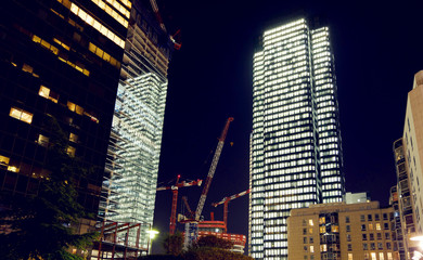 Obraz premium Paris city at night with business buildings