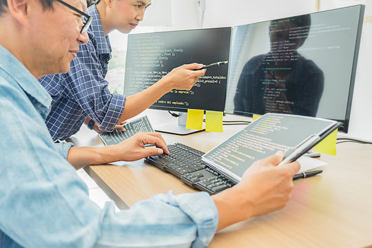 Programmer working in a software development and coding technologies. Website design. Technology concept.