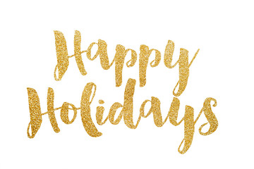 Happy Holidays gold glitter sparkle lettering background