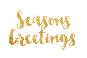 Seasons greetings gold glitter sparkle lettering background