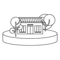 building in the landscape outline