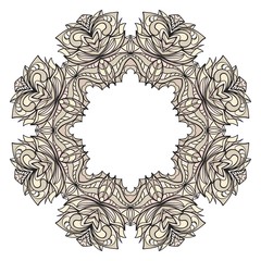 Ethnic Mandala ornament. Templates with floral frame. Vector illustration for congratulation or invitation. The front and rear side