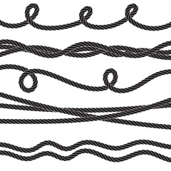 Set of twisted vector rope icon or cordage with loops © artemstepanov