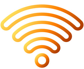 Wifi symbol icon - orange outlined rounded gradient, isolated - vector