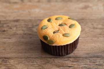Mamon cake or cupcake on wooden desk background