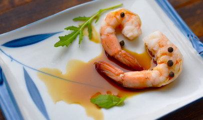 fresh boiled shrimp with spices
