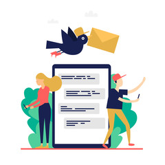 Online chat, SMS, messages. Flat style vector illustration.