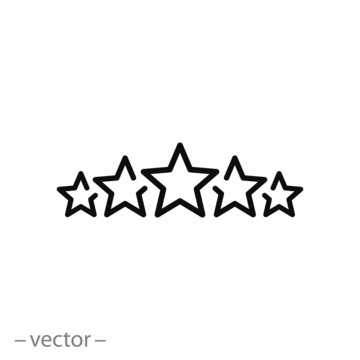 5 stars line sign, vector icon
