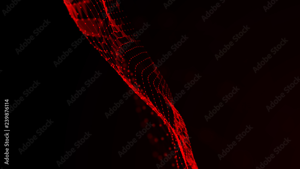 Poster abstract polygonal space. network connection structure. digital data visualization. big data digital