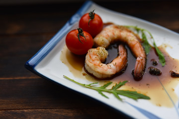 fresh boiled shrimp with spices
